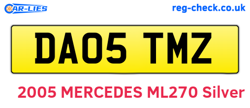 DA05TMZ are the vehicle registration plates.