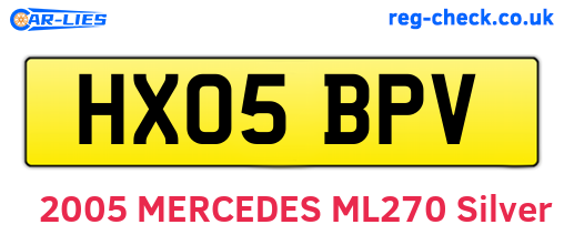 HX05BPV are the vehicle registration plates.