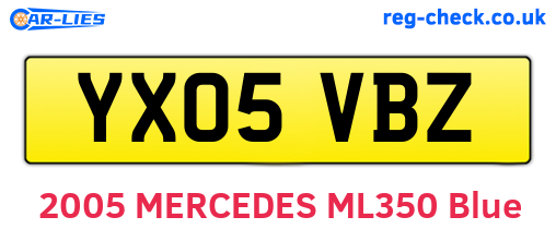 YX05VBZ are the vehicle registration plates.