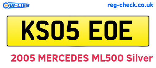 KS05EOE are the vehicle registration plates.