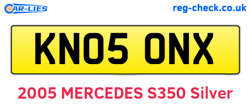 KN05ONX are the vehicle registration plates.