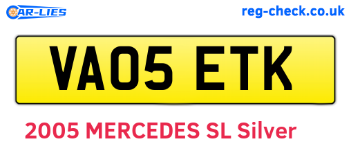 VA05ETK are the vehicle registration plates.