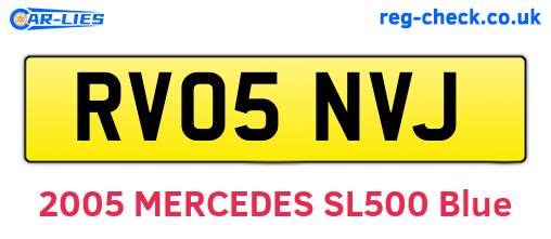 RV05NVJ are the vehicle registration plates.