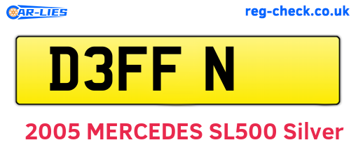 D3FFN are the vehicle registration plates.