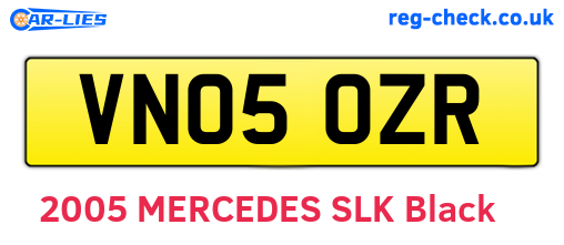 VN05OZR are the vehicle registration plates.
