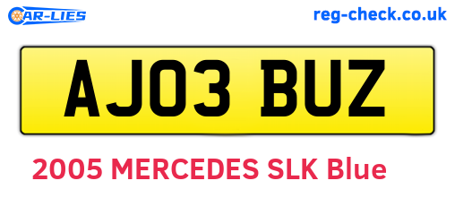AJ03BUZ are the vehicle registration plates.