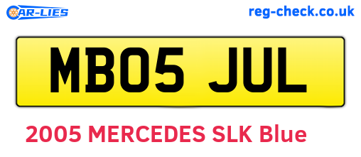 MB05JUL are the vehicle registration plates.