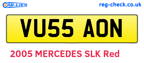 VU55AON are the vehicle registration plates.