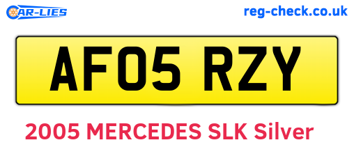 AF05RZY are the vehicle registration plates.