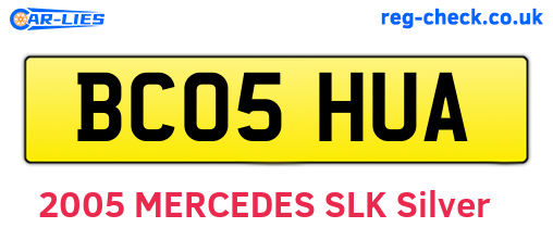 BC05HUA are the vehicle registration plates.