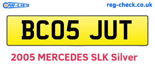 BC05JUT are the vehicle registration plates.
