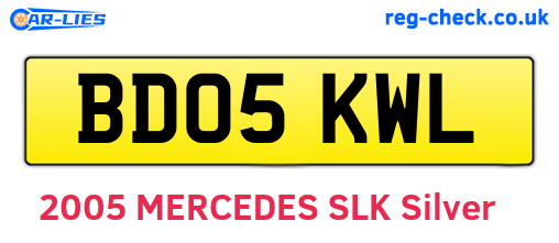 BD05KWL are the vehicle registration plates.