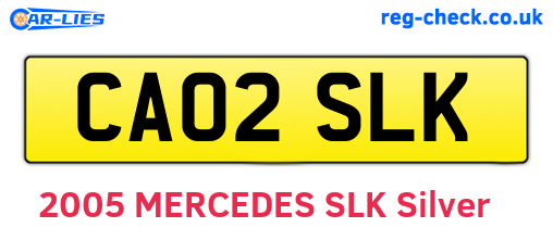 CA02SLK are the vehicle registration plates.