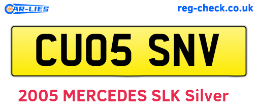 CU05SNV are the vehicle registration plates.