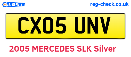 CX05UNV are the vehicle registration plates.