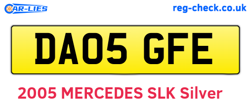 DA05GFE are the vehicle registration plates.