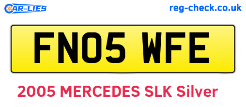 FN05WFE are the vehicle registration plates.