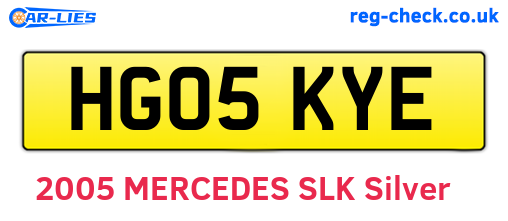 HG05KYE are the vehicle registration plates.