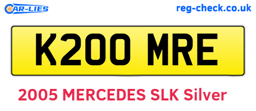 K200MRE are the vehicle registration plates.