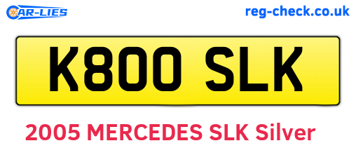 K800SLK are the vehicle registration plates.