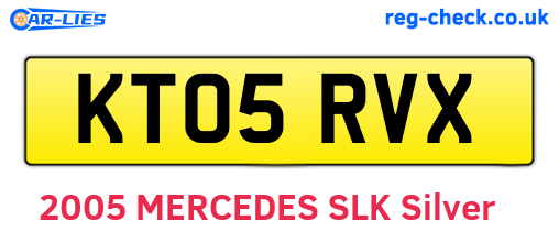 KT05RVX are the vehicle registration plates.