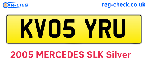 KV05YRU are the vehicle registration plates.