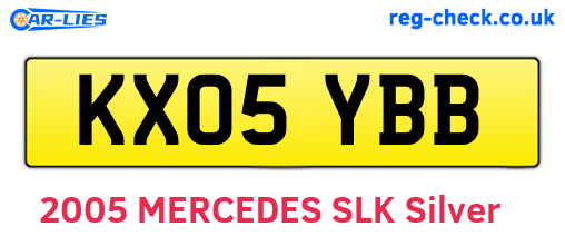 KX05YBB are the vehicle registration plates.
