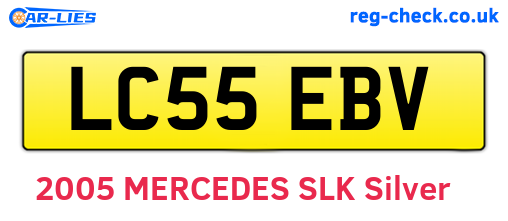 LC55EBV are the vehicle registration plates.