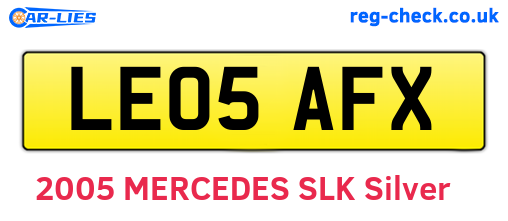 LE05AFX are the vehicle registration plates.