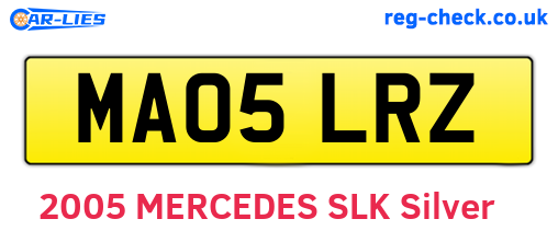 MA05LRZ are the vehicle registration plates.