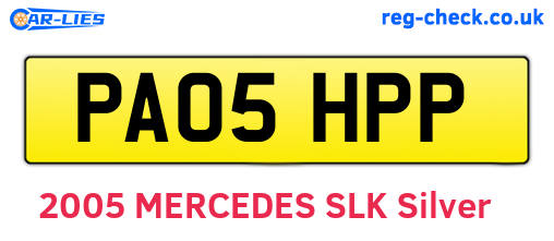 PA05HPP are the vehicle registration plates.