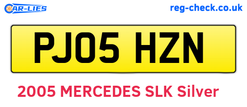 PJ05HZN are the vehicle registration plates.