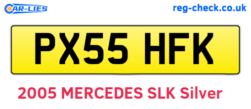PX55HFK are the vehicle registration plates.