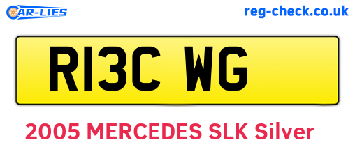 R13CWG are the vehicle registration plates.