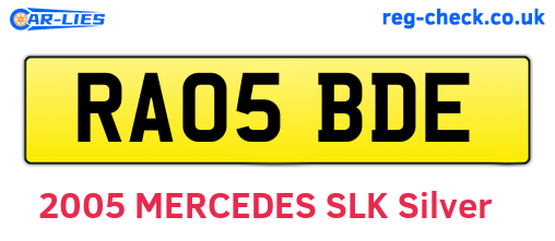 RA05BDE are the vehicle registration plates.
