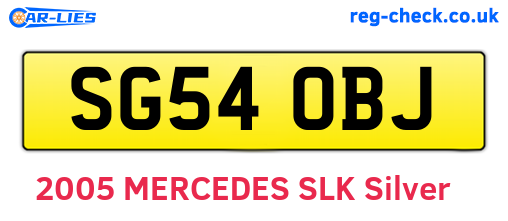 SG54OBJ are the vehicle registration plates.