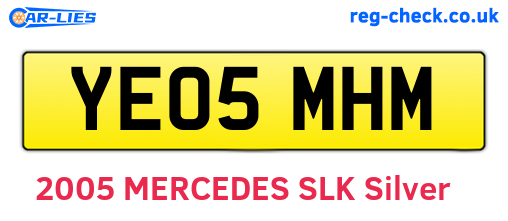 YE05MHM are the vehicle registration plates.