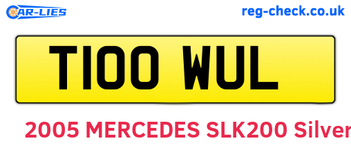 T100WUL are the vehicle registration plates.