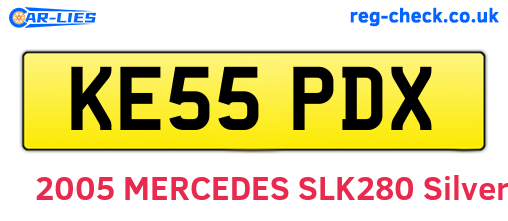 KE55PDX are the vehicle registration plates.