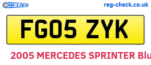 FG05ZYK are the vehicle registration plates.
