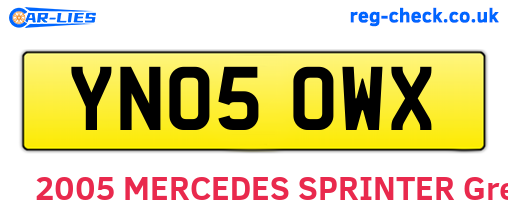 YN05OWX are the vehicle registration plates.
