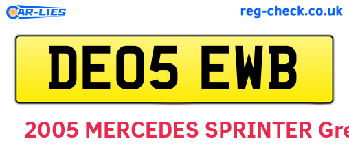 DE05EWB are the vehicle registration plates.