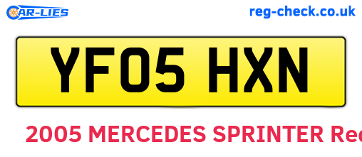 YF05HXN are the vehicle registration plates.