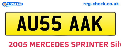 AU55AAK are the vehicle registration plates.