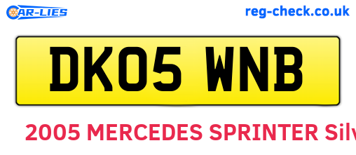 DK05WNB are the vehicle registration plates.