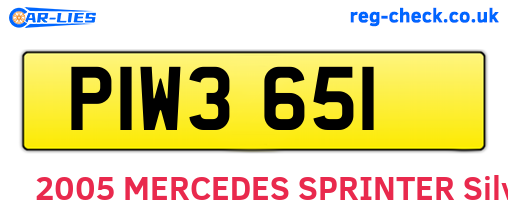PIW3651 are the vehicle registration plates.