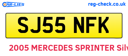 SJ55NFK are the vehicle registration plates.