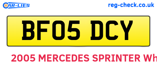 BF05DCY are the vehicle registration plates.