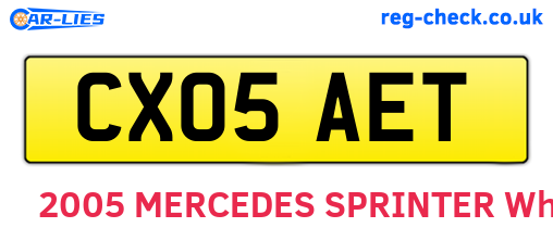 CX05AET are the vehicle registration plates.