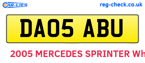 DA05ABU are the vehicle registration plates.